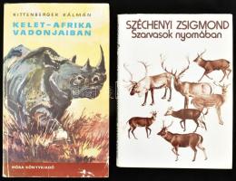 2 db vadászat témájú könyv: Kittenberger Kálmán: Kelet-Afrika vadonjaiban. Pfannl Egon rajzaival. Bp., 1976, Móra. Ötödik kiadás. Kiadói papírkötés, kissé viseltes borítóval. + Széchényi Zsigmond: Szarvasok nyomában és egyéb írások. Bp., 1979, Gondolat. Első kiadás. Kiadói egészvászon-kötés, kiadói papír védőborítóban.