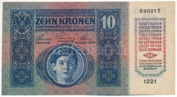 1915. 10K felülbélyegzés nélkül, papírránccal T:AU,XF hajtatlan