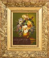 Kádas Gy. jelzéssel (Kádas Gyula?): Csendélet. Olaj, fa. Dekoratív fakeretben. 20x15 cm