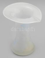 Német retro savmaratott felületű hutaüveg váza, jelzés nélkül, hibátlan, m:15 cm