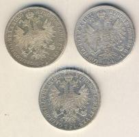 Ausztria 1Fl Ag 1860, 1861, 1877 T:2,2- Összesen 3klf db!