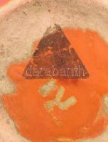 Tófej kerámia váza, ritkább mintázattal, jelzéssel, kis kopással, m: 24 cm