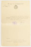 1922 Szászy Béla igazságügyi miniszter, államtitkár által aláírt okirat