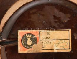 Iparművészeti Vállalat retro kínáló, mázas kerámia, címkével jelzett, hibátlan, d: 19 cm