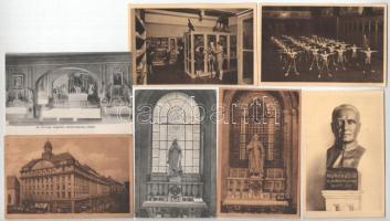 Budapest V. A Kegyes-tanítórendi piarista gimnázium, belsők - 43 db használatlan régi képeslap vegyes minőségben / 42 pre-1945 unused postcards
