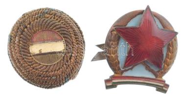 ~1900. Sapkarózsa (32x30mm) + ~1960-1970. "Munkásőrség" zománcozott fém sapkajelvény (33x28mm) T:VF,XF