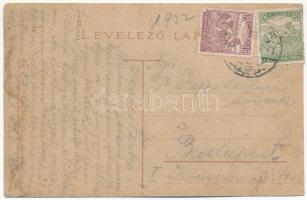 1922 Gyöngyös, az 1917-es nagy tűzvészben leégett Fő tér és nagy templom. Steinitz Gábor kiadása (r)