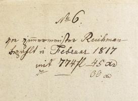 1817 Számla (költségjegyzék) Andrássy István gróf nevére