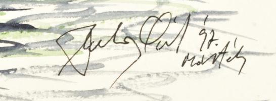 Szalay Pál (1953-2015): Mártély, 1997. Akvarell, papír. Jelzett. 40x50 cm