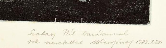 Wieszt József (1951-2007), 2 db mű egy lapon: Cím nélkül. Rézkarc, papír. Jelzett. Wieszt József aut...