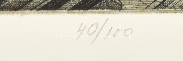 Wieszt József (1951-2007): Perspektivikus tanulmány. Rézkarc, papír. Jelzett. Számozott (40/100). Wi...