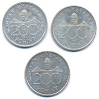 1992-1993-1994. 200Ft Ag (3xklf) "MNB", "Deák" T:AU patina Adamo F13, F13.1