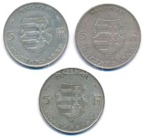 1947. 5Ft Ag "Kossuth" (3x) T:XF,VF patina Adamo F8.1