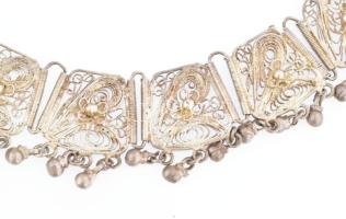 Áttört ezüst (Ag) nyaklánc és fülbevaló szett 51 g jelzett