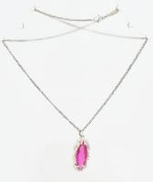 Ezüst (Ag) nyaklánc rózsaszín kővel br 10 g