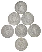 Amerikai Egyesült Államok 1964-1970. 1/2$ Ag "Kennedy" (7xklf) benne 1970D ritka évjárat T:AU,XF USA 1964-1970. 1/2 Dollar Ag "Kennedy" (7xdiff) within 1970D rare year C:AU,XF