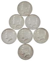 Amerikai Egyesült Államok 1964-1970. 1/2$ Ag "Kennedy" (7xklf) benne 1970D ritka évjárat T...
