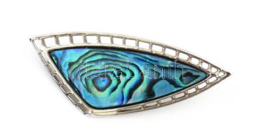 Ariki, paua kagyló csiszolt gyöngyház medál, díszdobozban, jelzéssel, h: 5,5 cm