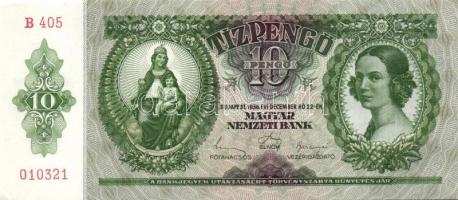 1936. 10P (5x) kis ugrású sorszámokkal T:I