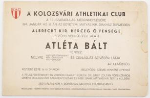 1941 A Kolozsvári Athletikai Club báli meghívója a város visszacsatolásának megünneplése alkalmából.