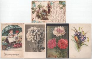 20 db RÉGI üdvözlő képeslap vegyes minőségben / 20 pre-1945 greeting postcards in mixed quality