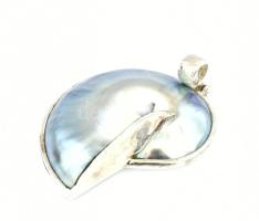 Ezüst (Ag) foglalatban nautilus medál, 5 cm, jelzett.