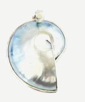 Ezüst (Ag) foglalatban nautilus medál, 5 cm, jelzett