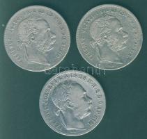 1Ft Ag 1876. T:3 ü. + 1878. T:3+ + 1892. Fiumei címer T:3-