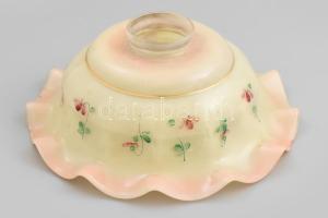 Antik kézzel festett, színezett lámpabúra, kopással, d: 24,5 cm