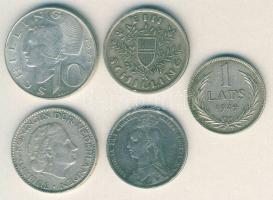 Kis vegyes Ag tétel, 5db, egész világ, régi és új, jobbakkal T:2/3,3+