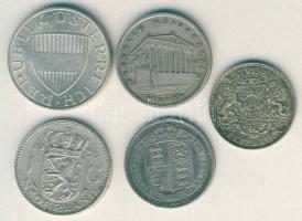 Kis vegyes Ag tétel, 5db, egész világ, régi és új, jobbakkal T:2/3,3+