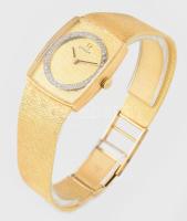 14K Omega női karóra a számlapon brillekkel kirakva. kézi felhúzós szerkezettel. Jelzett, 26x30 mm N...
