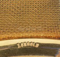 14K Omega női karóra a számlapon brillekkel kirakva. kézi felhúzós szerkezettel. Jelzett, 26x30 mm N...