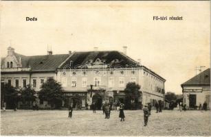 Dés, Dej; Fő tér, Pollák Vilmos, Hoffmann üzlete / main square, shops (r)