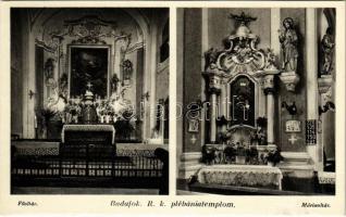 Budapest XXII. Budafok, Római katolikus plébániatemplom, belső, Főoltár, Mária oltár