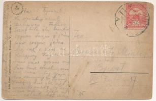 1918 Budapest V. Duna részlet, villamos, Királyi vár. Vasúti levelezőlapárusítás 7484. (b)