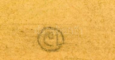 Jelzés nélkül: Asztaltársaság. Ceruza, papír. Üvegezett fakeretben. 29x42 cm