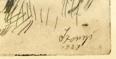 Szőnyi István (1894-1960): Tavaszi szántás. Rézkarc, papír, jelzett a karcon, üvegezett fakeretben. ...