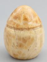 Alabástrom tojás alakú ékszertartó, jelzés nélkül, kis kopással, m: 11 cm