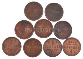 Orosz Birodalom 1897-1914. 1/2k Cu (9xklf) T:AU-F Russian Empire 1897-1914. 1/2 Kopeck Cu (9xdiff) C:AU-F