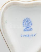 Herendi Apponyi mintás szív alakú bonbonniere, kézzel festett, plasztikus rózsa díszítményekkel, jel...