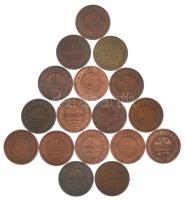 Orosz Birodalom 1895-1916. 1k Cu (17db, 16xklf) T:AU-F Russian Empire 1895-1916. 1 Kopeck Cu (17pcs, 16xdiff) C:AU-F