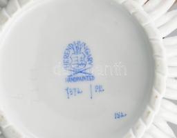 Herendi szőlőmintás fonott tálka. Kézzel festett, jelzett, minimális kopással, d: 11,5 cm