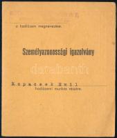 1941 Hadiüzemi személyazonossági igazolvány, Röck István Gépgyár Rt. alkalmazottja részére, fényképp...