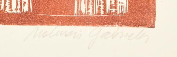 Molnár Gabriella (1940-): Apácák a San Marcon. Linómetszet, papír. Jelzett. Számozott: 40/50. Foltos...