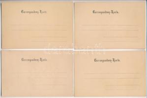 4 db régi hosszú címzéses osztrák humoros litho képeslap: Jogi karikatúra / 4 pre-19100 Austrian hum...