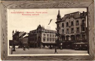 Nagyvárad, Oradea; Bémer tér, Poynár palota, Rimanóczy szálloda, Dr. Kovács Gyula fogorvos, Erdős és Grünfeld áruháza, Koch testvérek üzlete. Benkő Arthur kiadása / palace, hotel, square, shops, dentist (EK)