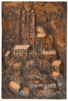 Veszprém. Bronz falidísz, városmintával, szép állapotban, 29,5x20 cm