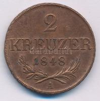 Ausztria 1848A 2kr Cu T:VF ph, kis peremhiány, ü. Austria 1848A 2 Kreuzer Cu C:VF edge error, small part of the edge is missing, ding Krause KM#2188