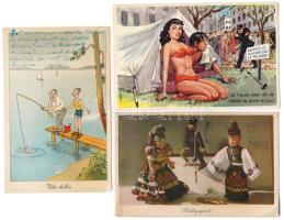 3 db modern motívum képeslap: humor, újévi üdvözlet, erotikus